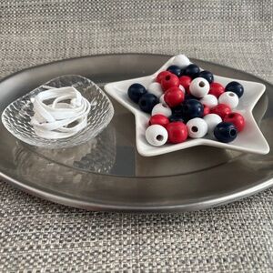 Red White Blue Wooden Bead Lacing Practical Life by Idlewild Montessori